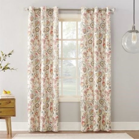 Sun Zero Jorah Botanical Print Thermal Insulated Grommet Curtain Panel; 2 Panel - Picture 1 of 8
